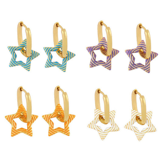 COLORFUL OIL DROP STAR SHAPED EARRINGS