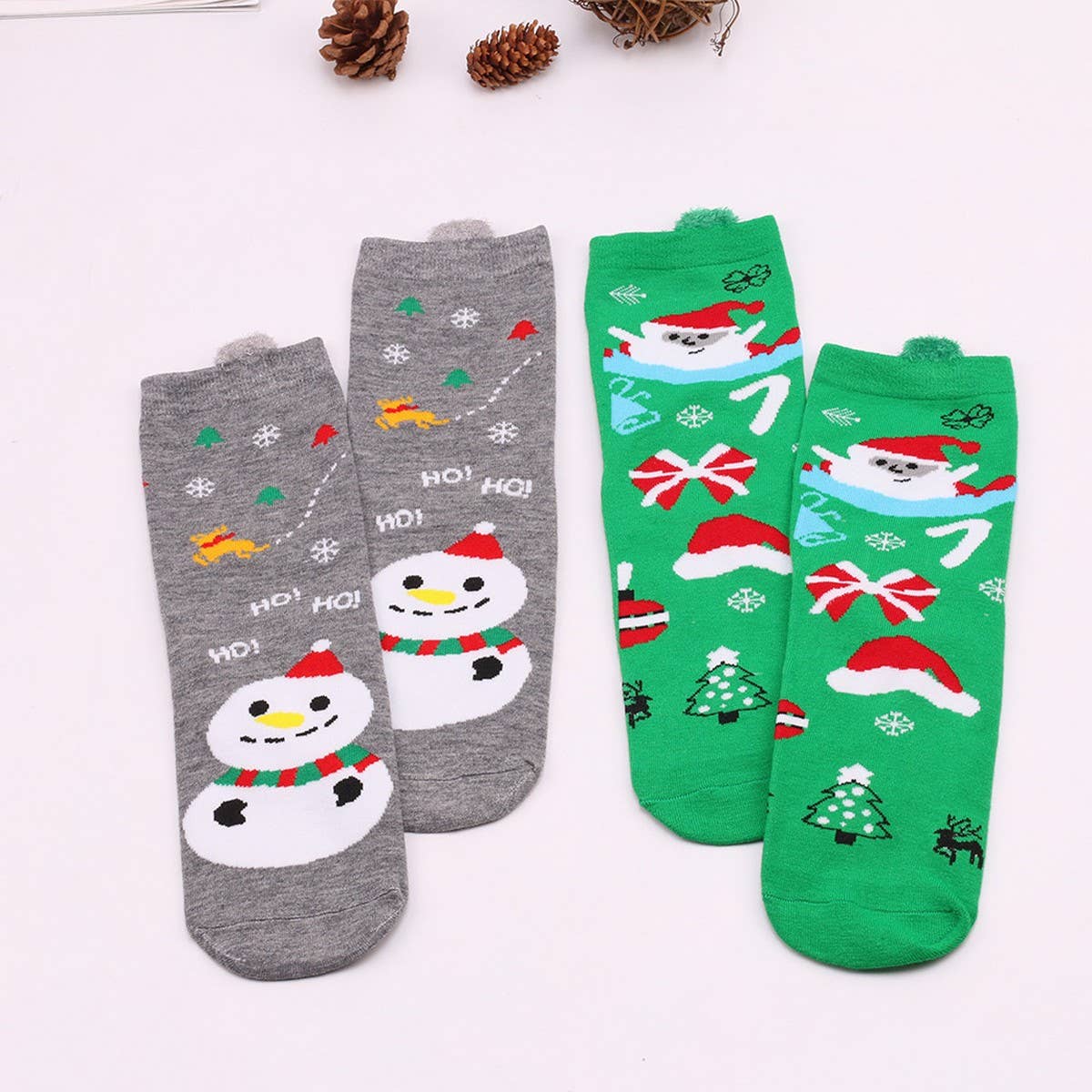 CWMS0819_Santa Elk Snowman Christmas Socks