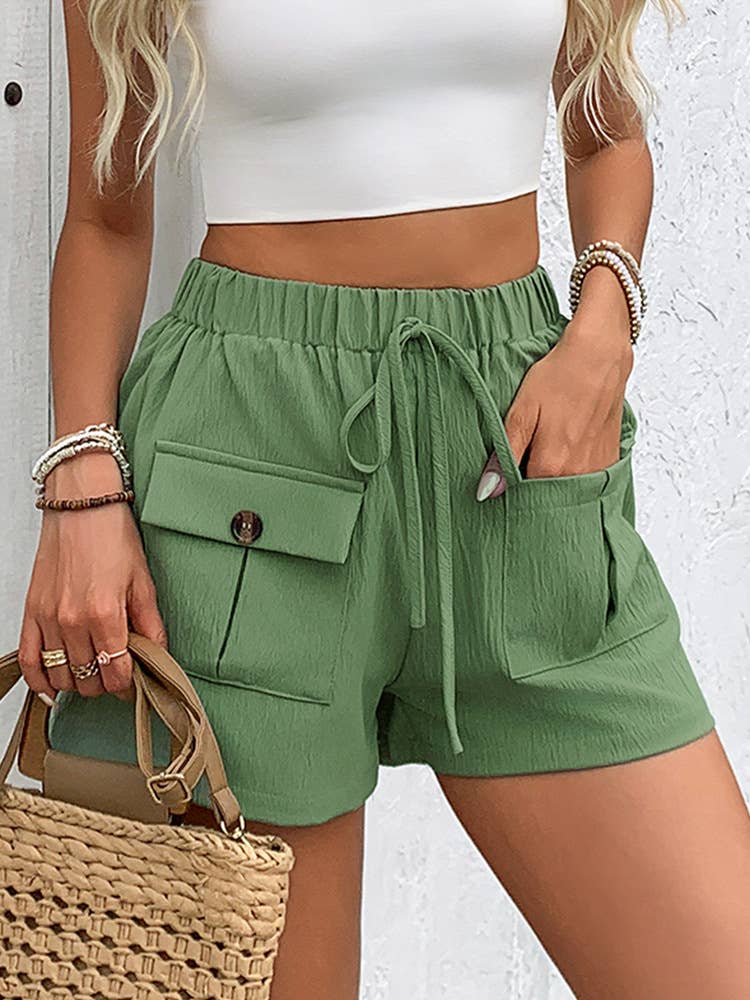 Drawstring Shorts with Double Pockets
