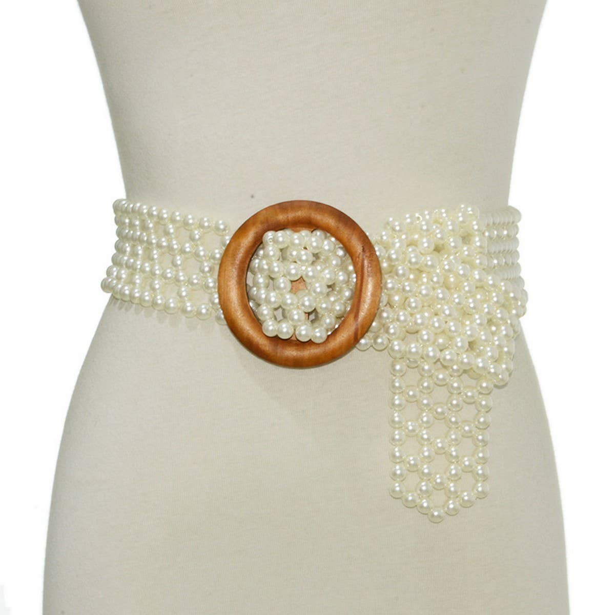 NEW SWEET PEARL STRETCH PEARL WIDE BELT_CWABE0508