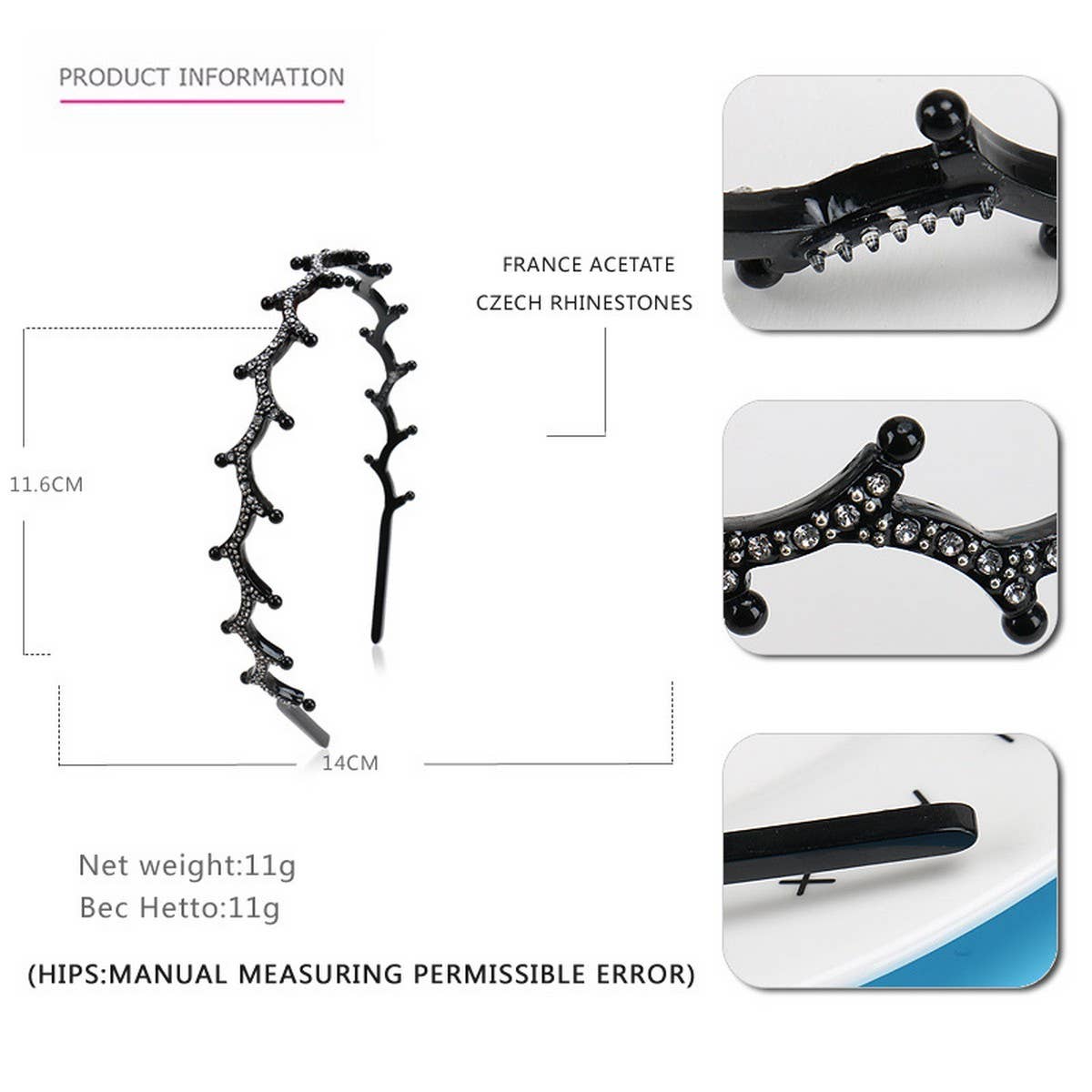 TWIG ACETATE HAIR HOOP NON-SLIP HEADBAND HAIRPIN