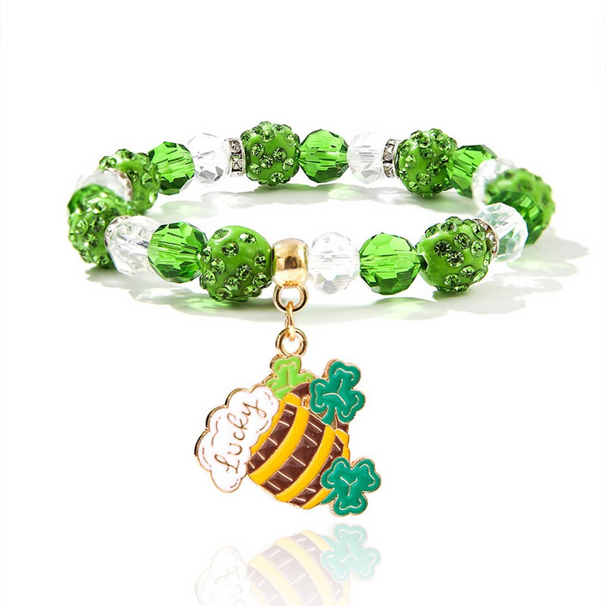 ST. PATRICK'S DAY IMITATION PEARL ACRYLIC BRACELET_CWMM3508