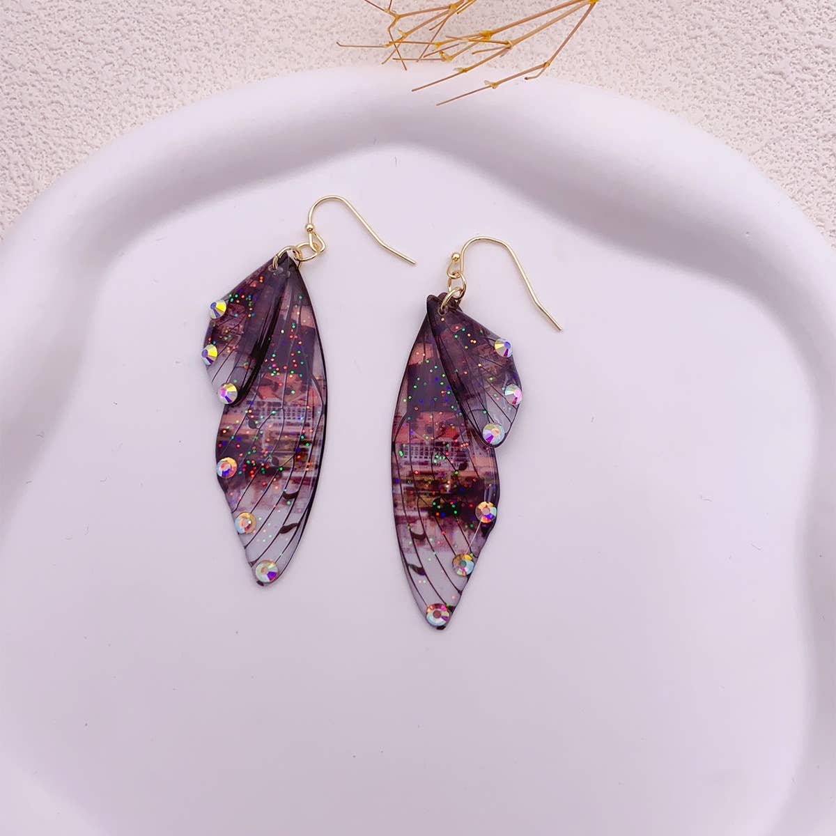 S925 Silver Cicada Wing Wing Butterfly Earrings