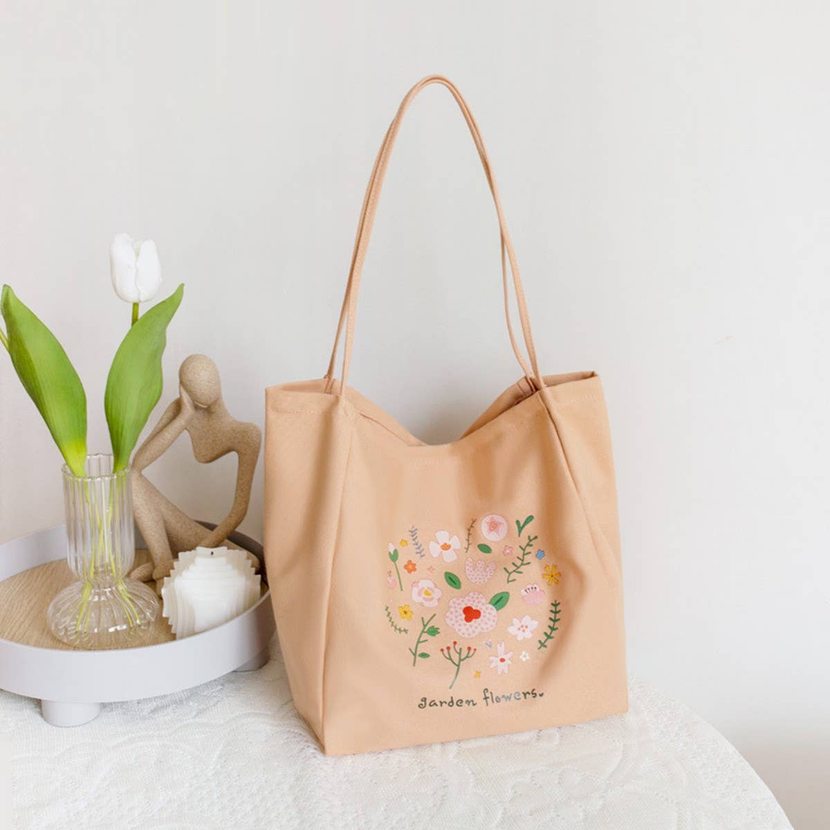 Floral Canvas Tote Bag for Women, Large Capacity_CWAB5621