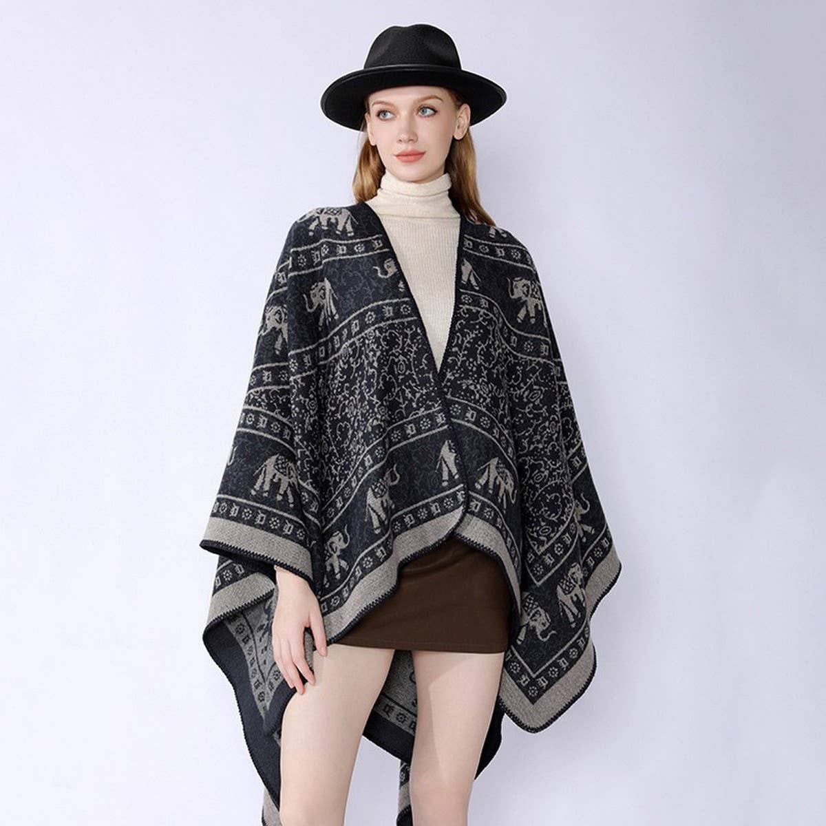 NEW FASHION RETRO ELEPHANT PATTERN SHAWL WOMEN