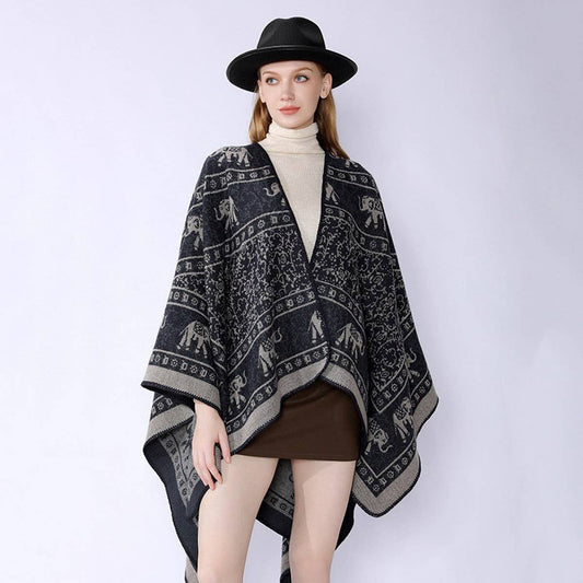 NEW FASHION RETRO ELEPHANT PATTERN SHAWL WOMEN