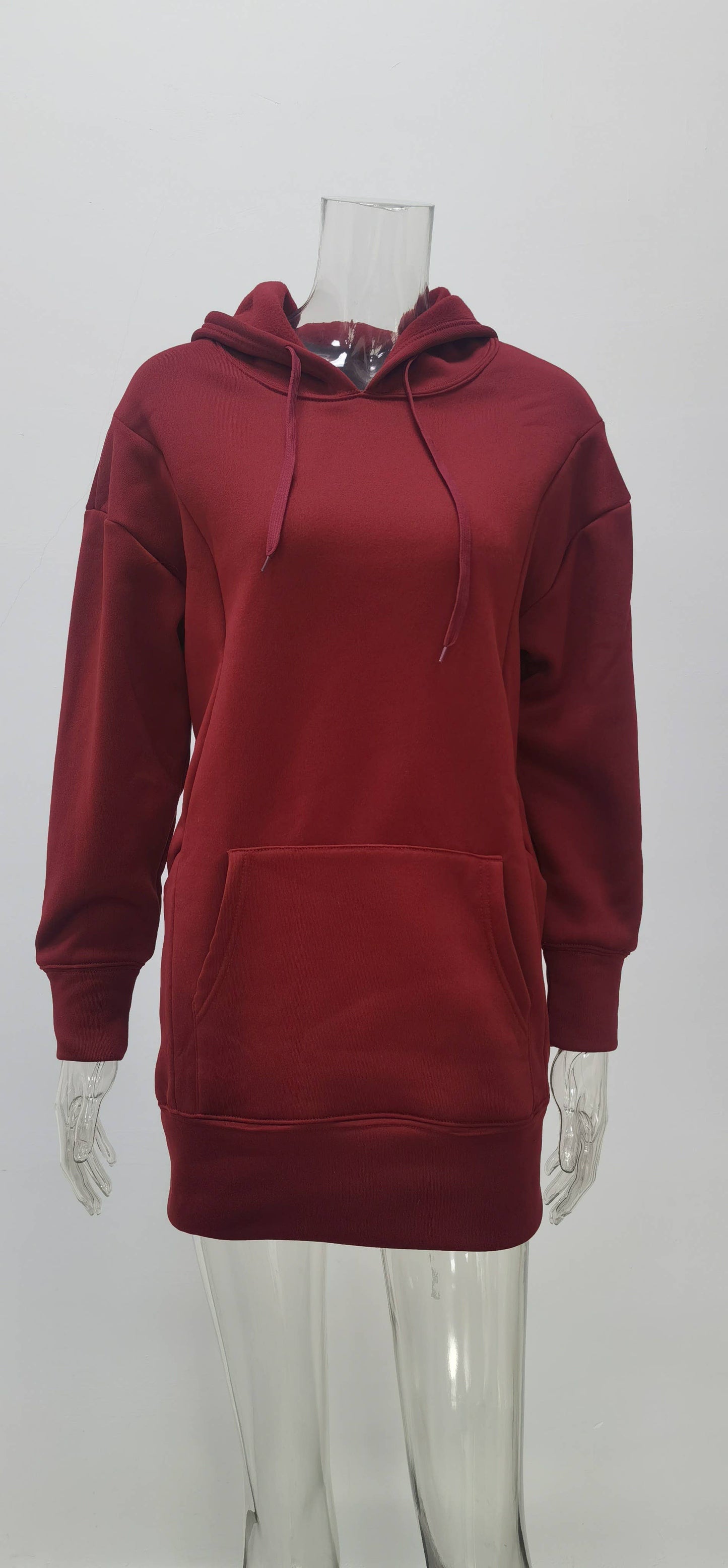 Solid-color with hood and loose fleece hoodie