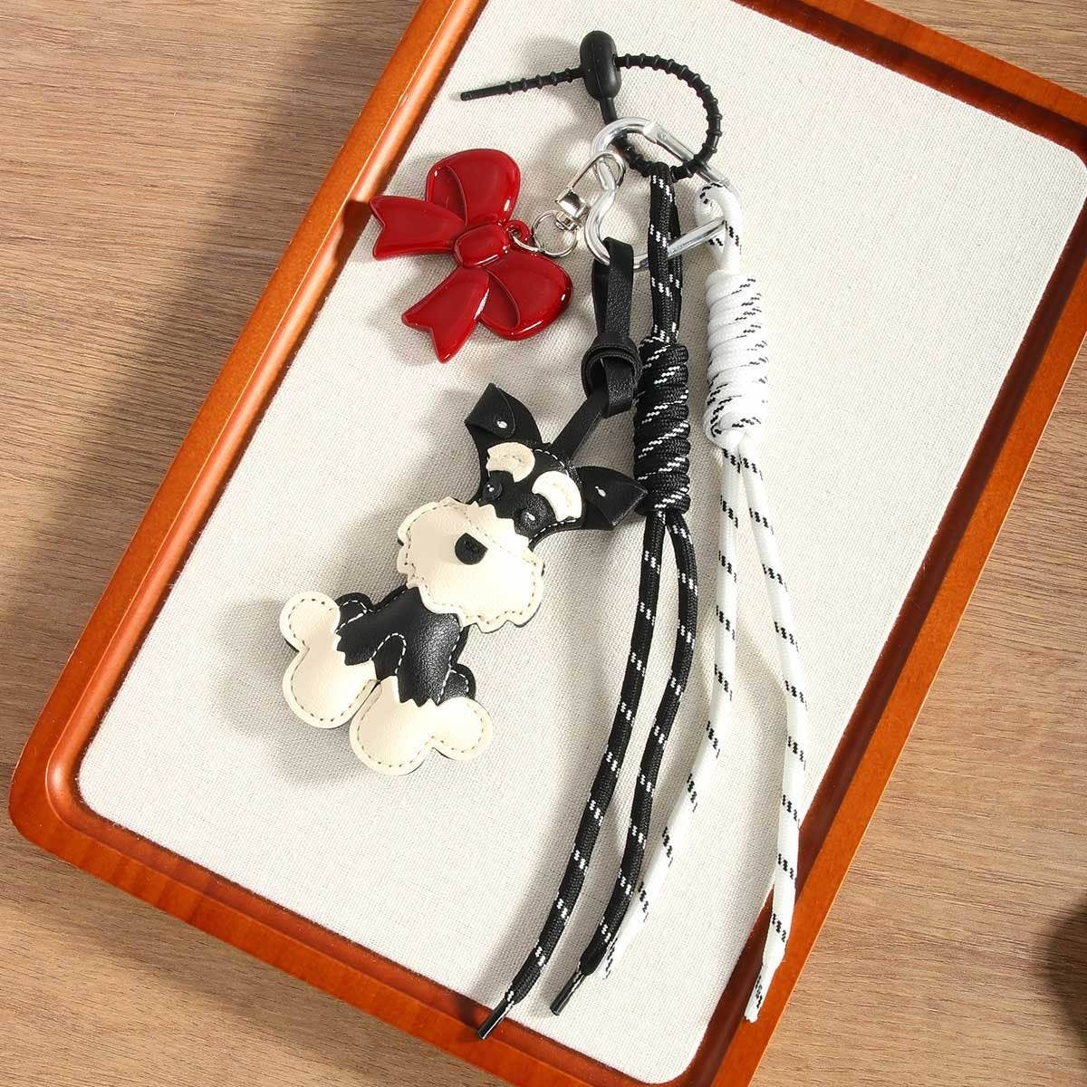 Elegant Dog Bow Charm with Braided Strap