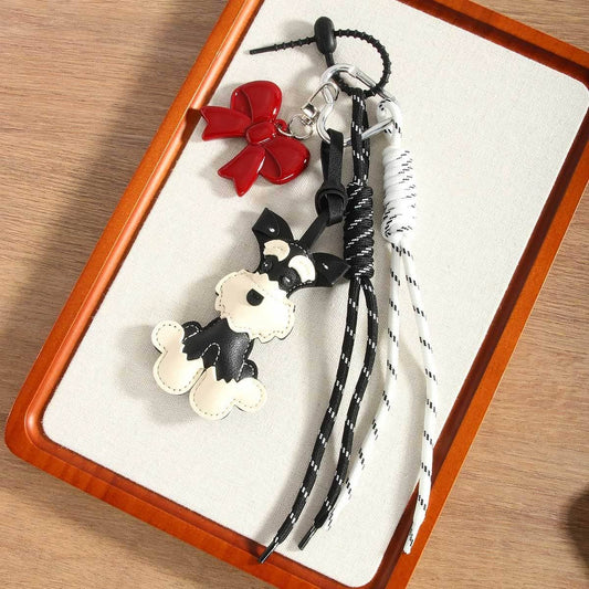 Elegant Dog Bow Charm with Braided Strap