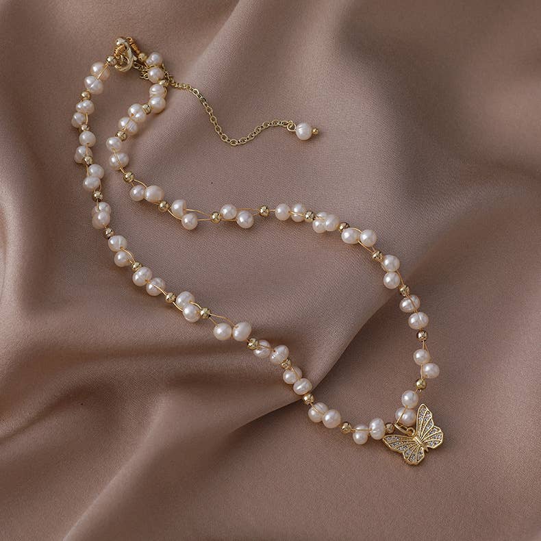Baroque irregular retro freshwater pearl necklace