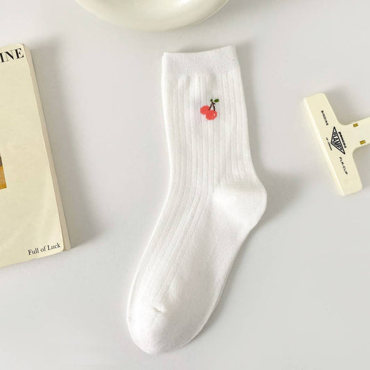 WHITE SMALL FRESH FRUIT CARTOON BEAR STOCKINGS