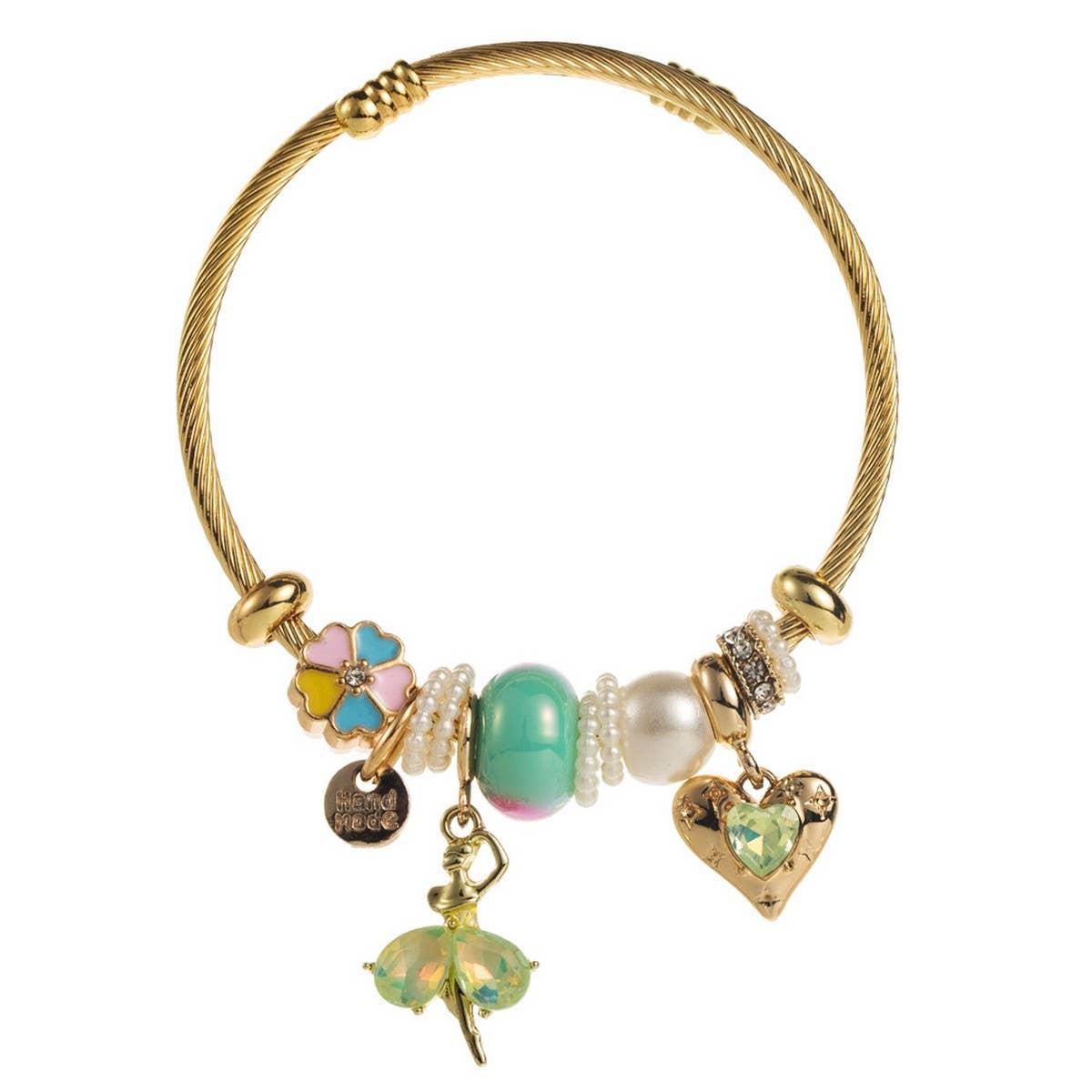 Stylish Stainless Steel Bracelet with Crystal Charms_CWMM860