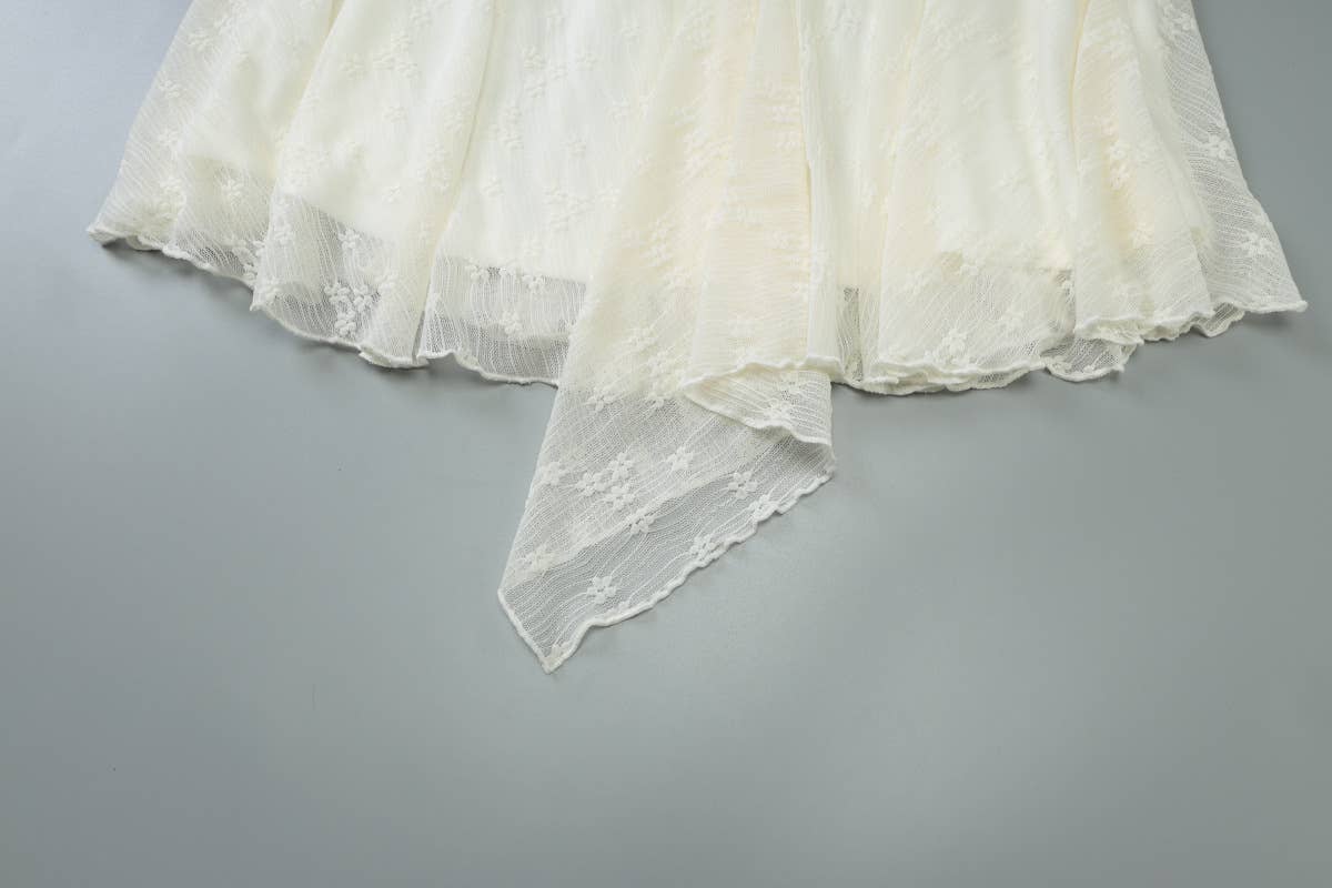 Lace slightly sheer off-the-neck backless dress