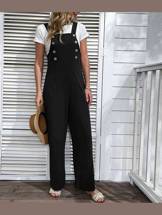 COTTON HEMP WIDE LEG OVERALLS_CWBLP0647