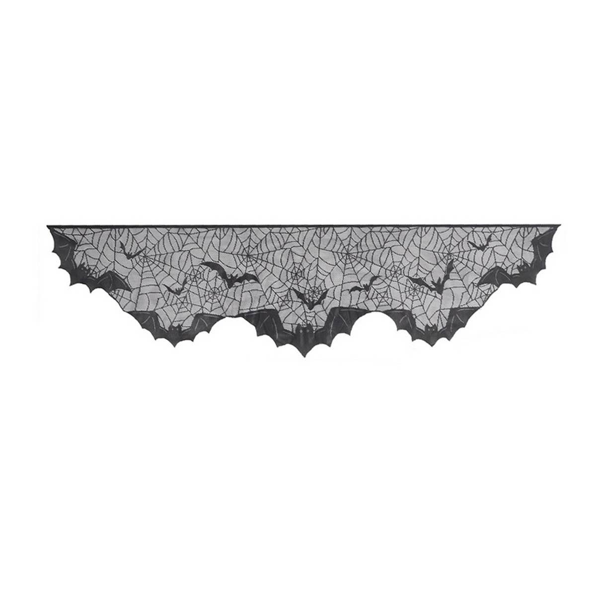 HALLOWEEN MANTEL BAT LACE TABLE RUNNER