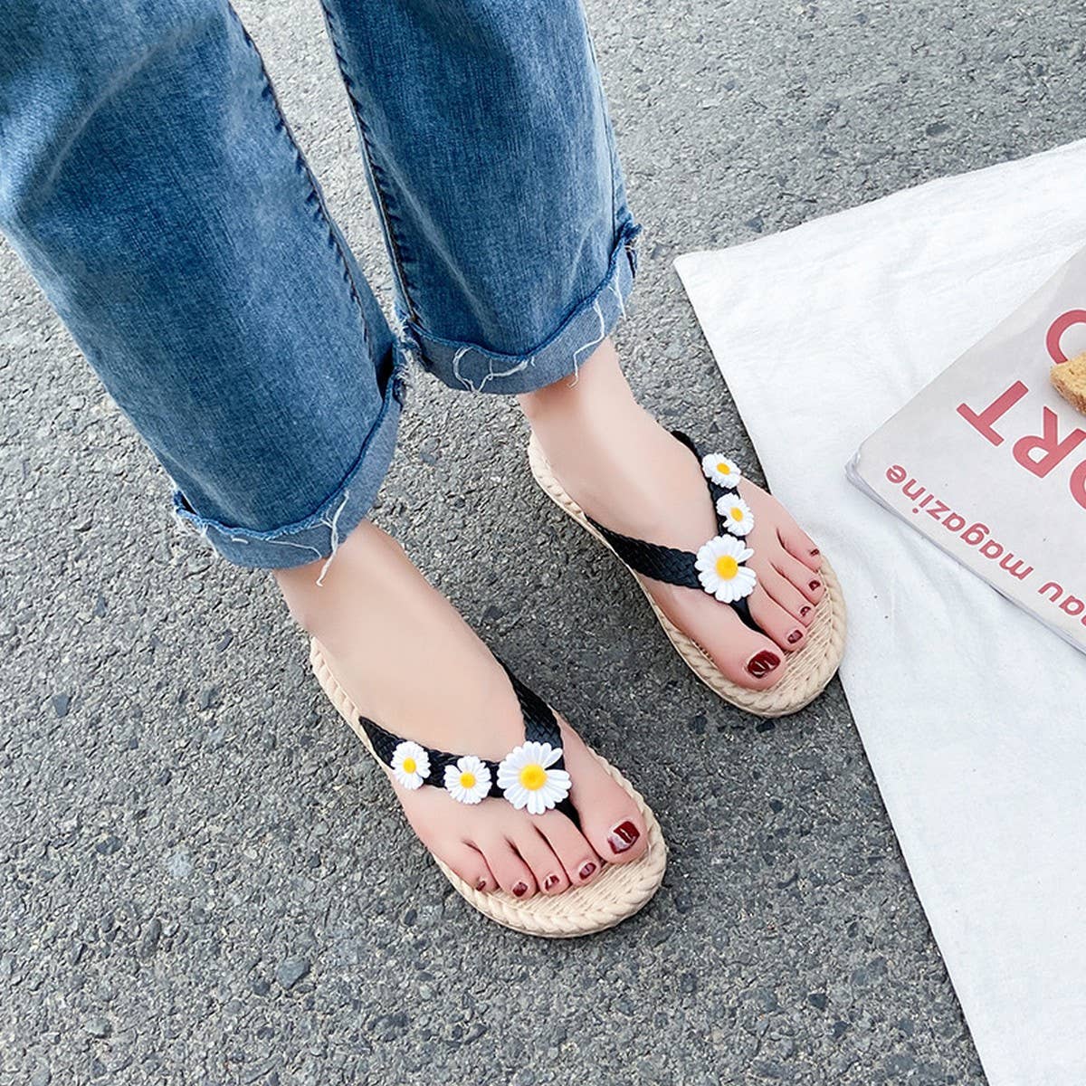 SUNFLOWER FLOWER SUMMER BEACH FLIP FLOPS