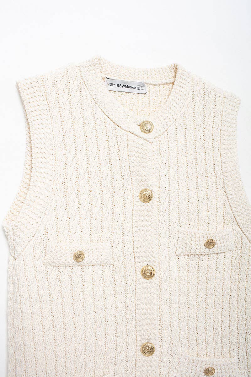 EIGHTSTRAND KNITTED CREW-NECK SINGLE-BREASTED VEST