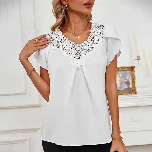 Lace lace pod sleeve blouse