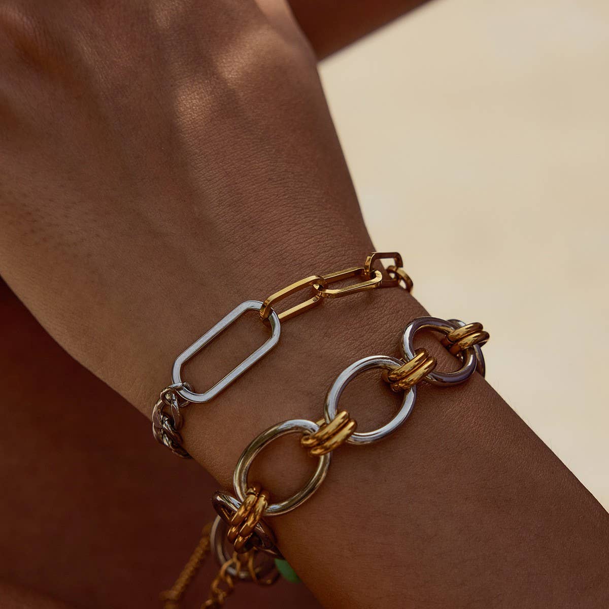 Minimalist Gold-Silver Chain Bracelet in Steel