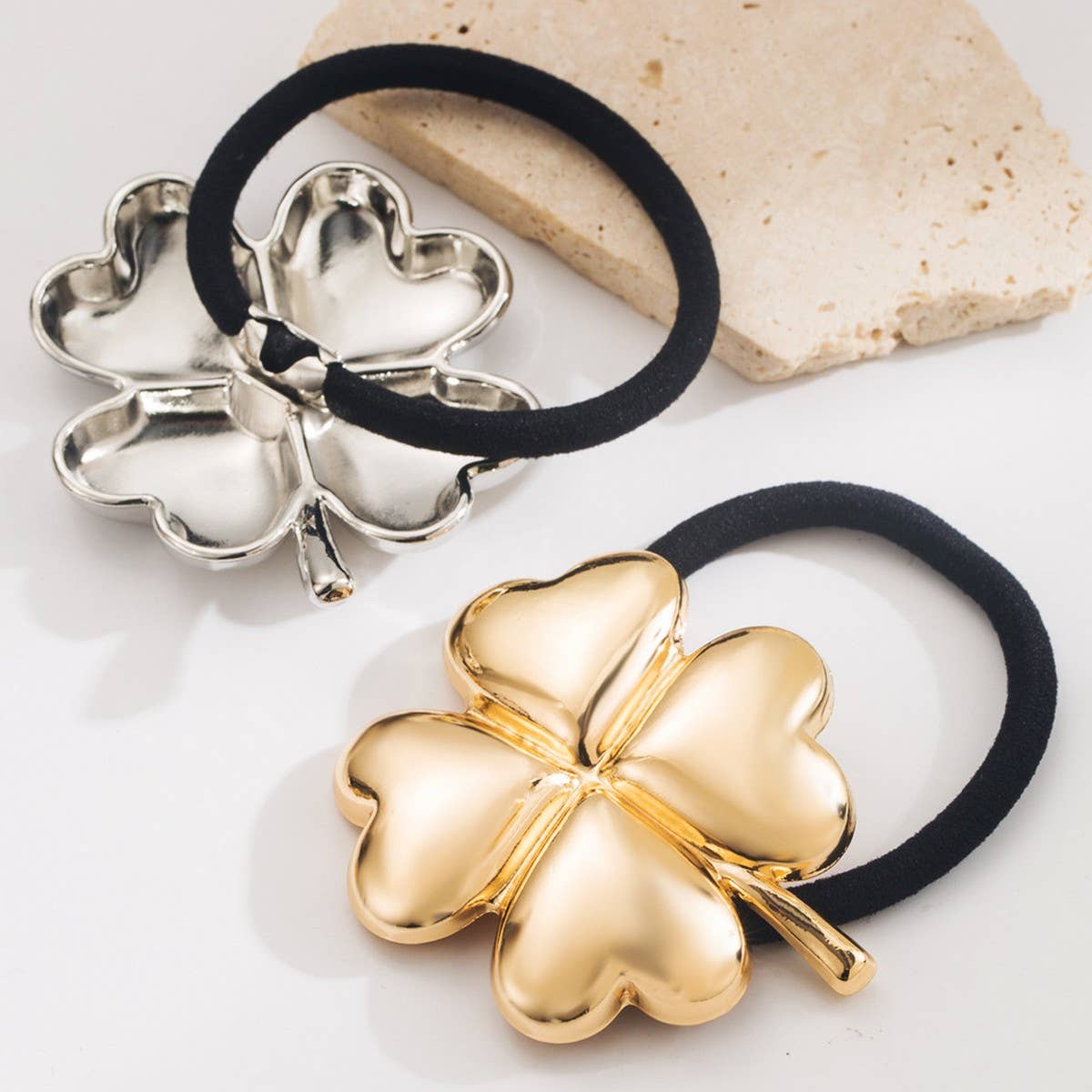 Lucky Clover Metallic Elastic Hair Tie