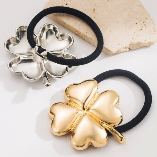 Lucky Clover Metallic Elastic Hair Tie