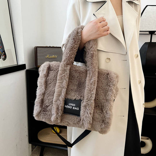 WINTER IMITATION RABBIT FURLARGE CAPACITY PLUSH BAG_CWAB3926