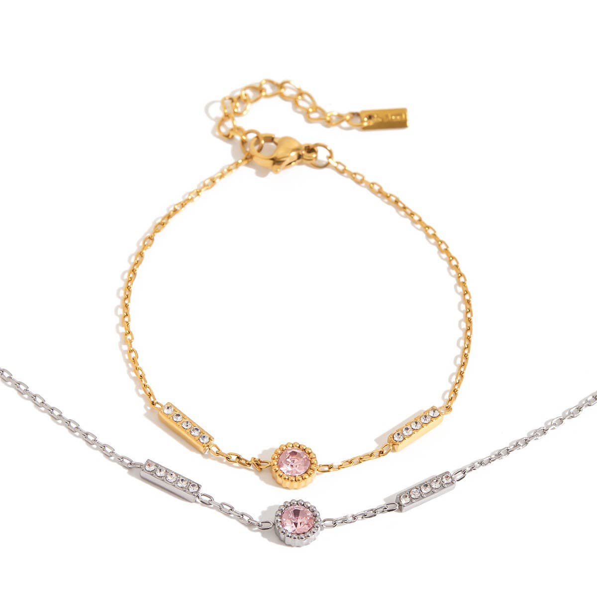 18K Gold Pink Zircon Round Bracelet, No Fade_CWAJE4713