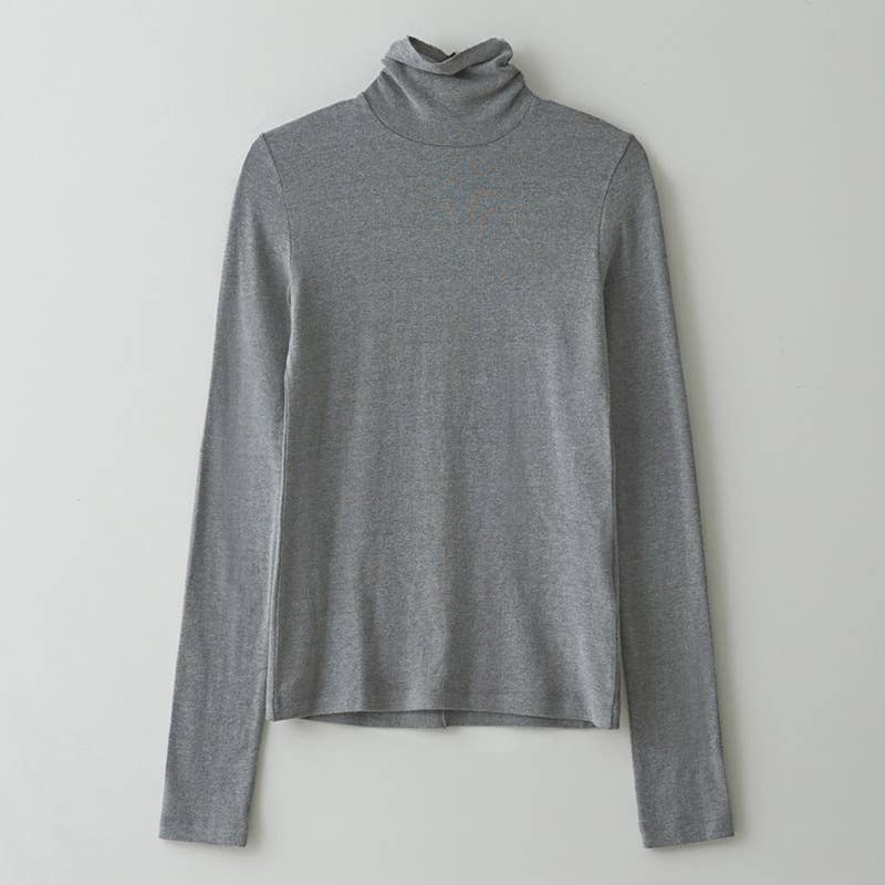SLIM-FIT HIGH ELASTIC LONG SLEEVE FOLDED T-SHIRT