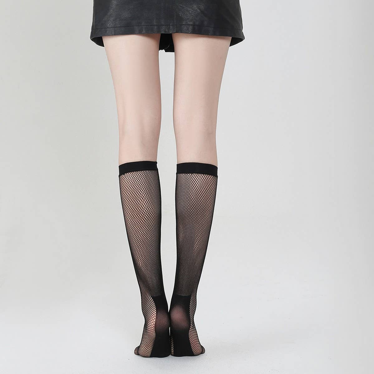 WOMEN FISHNET KNEE STOCKINGS HOLLOW OUT CALF SOCKS