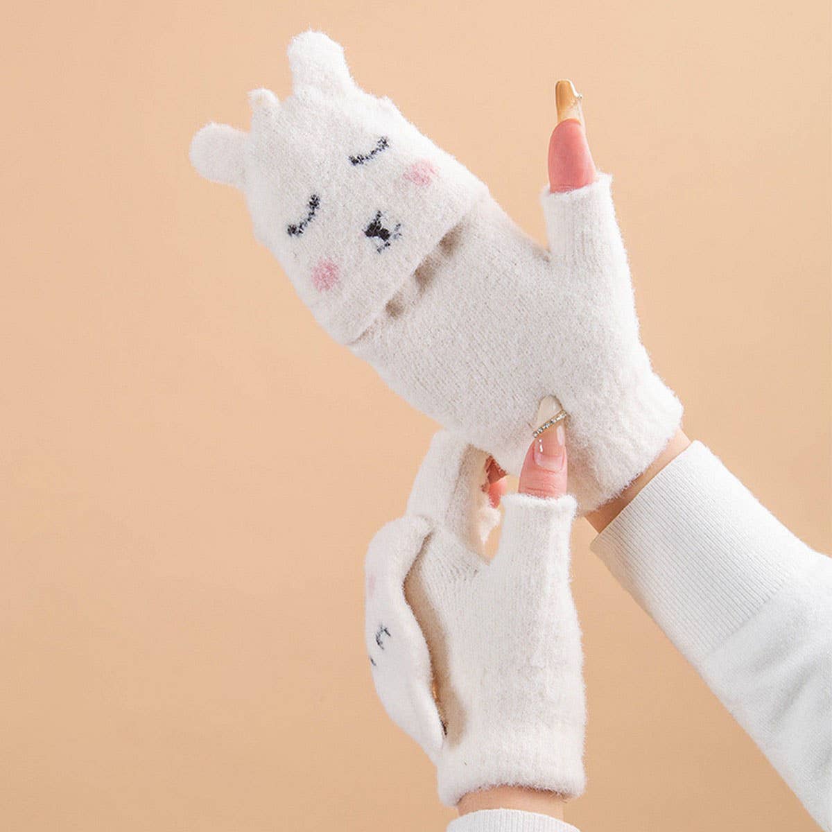 WINTER CUTE HALF-FINGER VELVET WARM GLOVES_CWAG0241