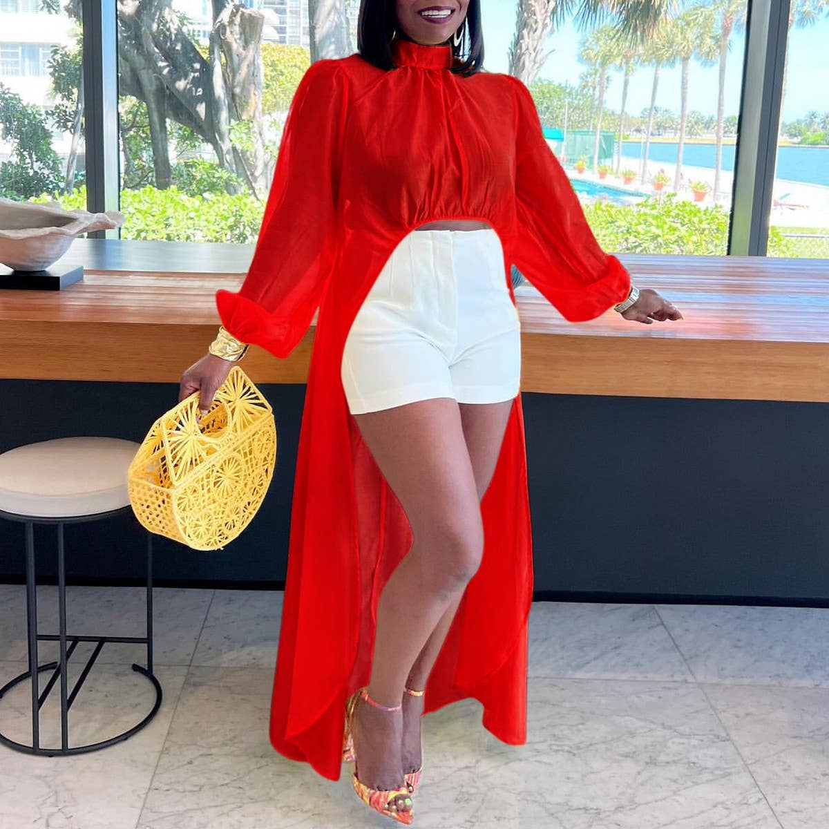 FASHION LOOSE PLUS SIZE SOLID COLOR SEXY DRESS_CWDMD3684