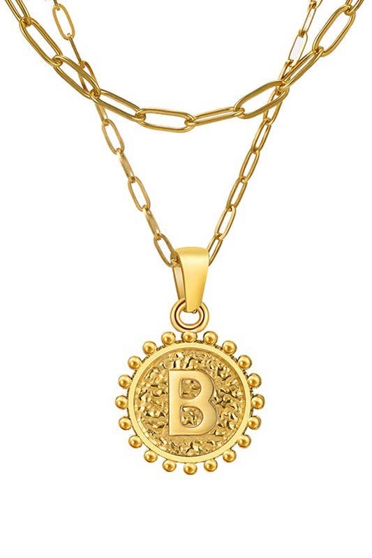 DOUBLE CHAIN INITIALS PENDANT NECKLACE