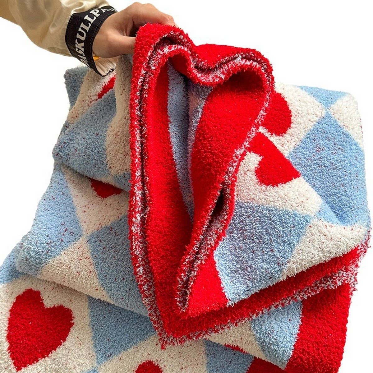 SWEET STYLE LOVE KNITTED WOOL THROW BLANKET