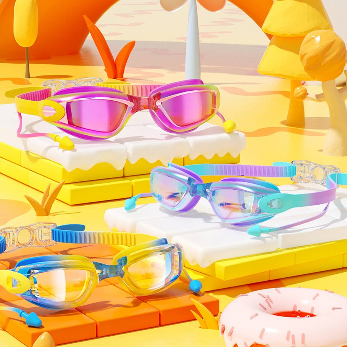 Kids Mirrored Swim Goggles ? HD Anti-Fog & Cute