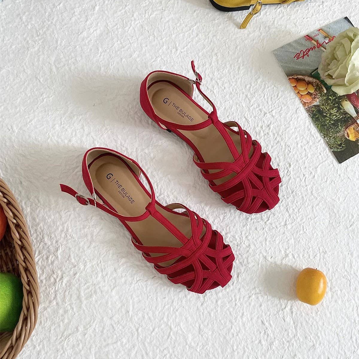 Vintage Flat Roman Sandals with Woven Cutouts