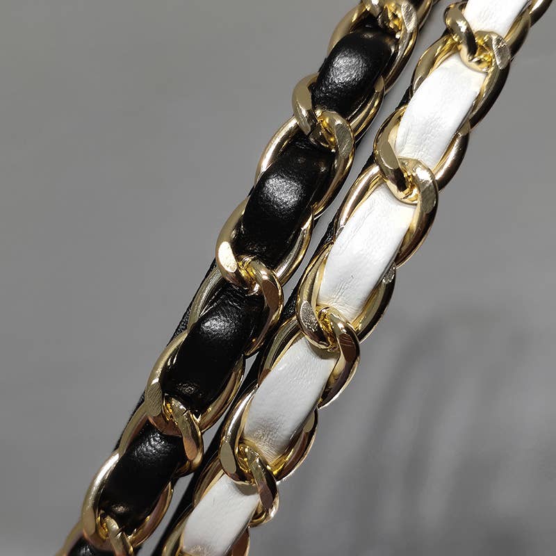 SIMPLE VINTAGE LEATHER METAL CHAIN FINE HEADBAND_CWAHA0637