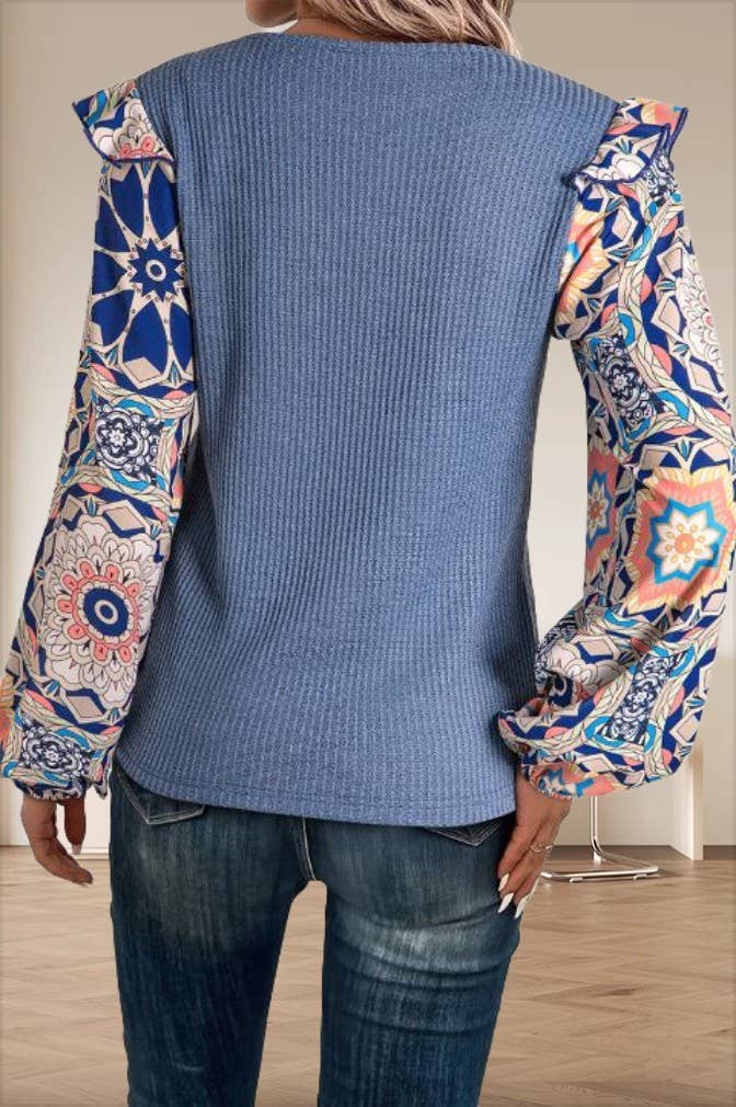 RUFFLED FLORAL CUFF STITCHING KNITTING BUSINESS