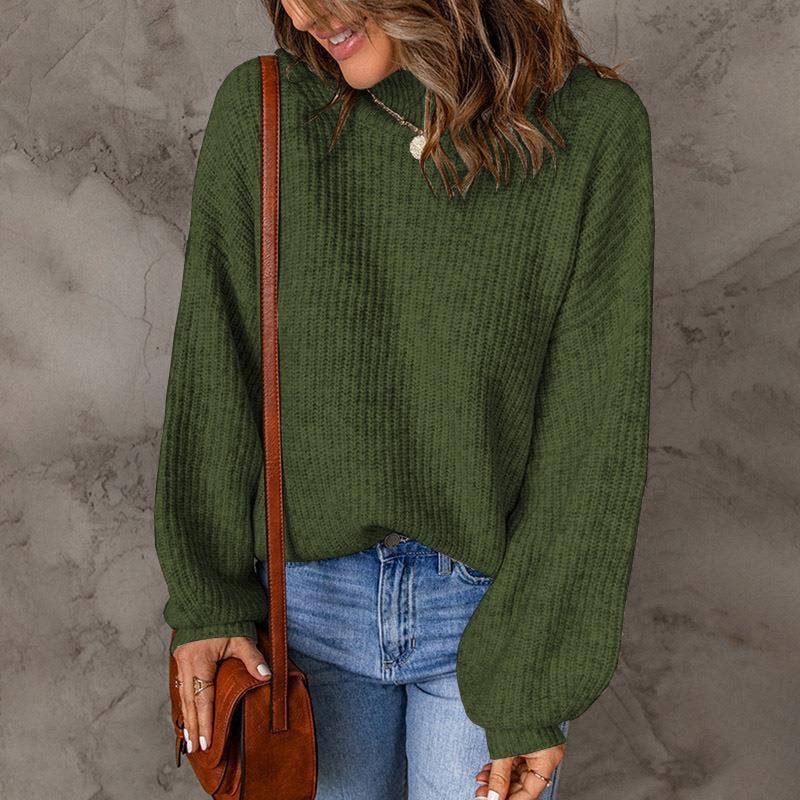 TURTLENECK SOLID COLOR PULLOVER SWEATER