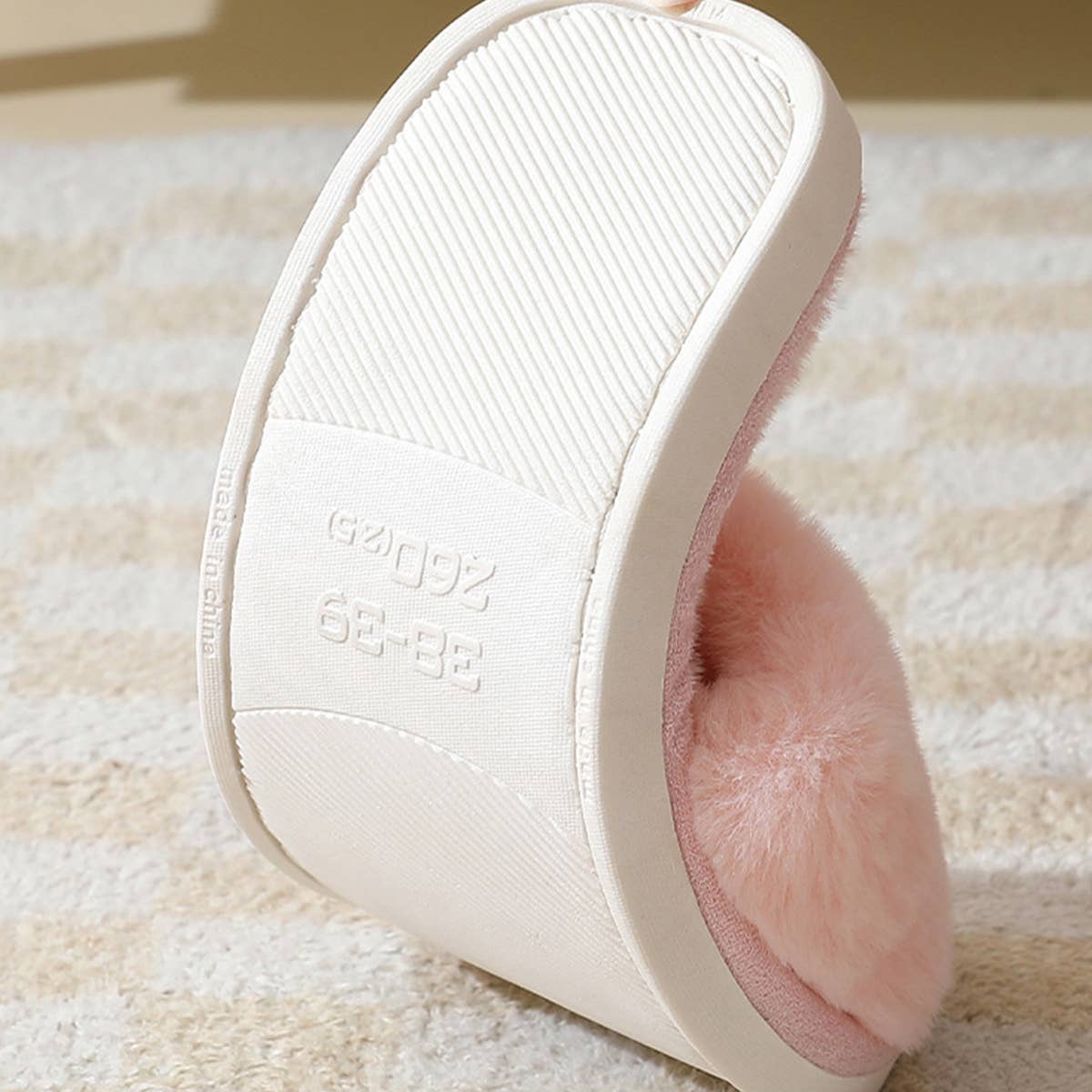 Faux rabbit fur slippers For Women