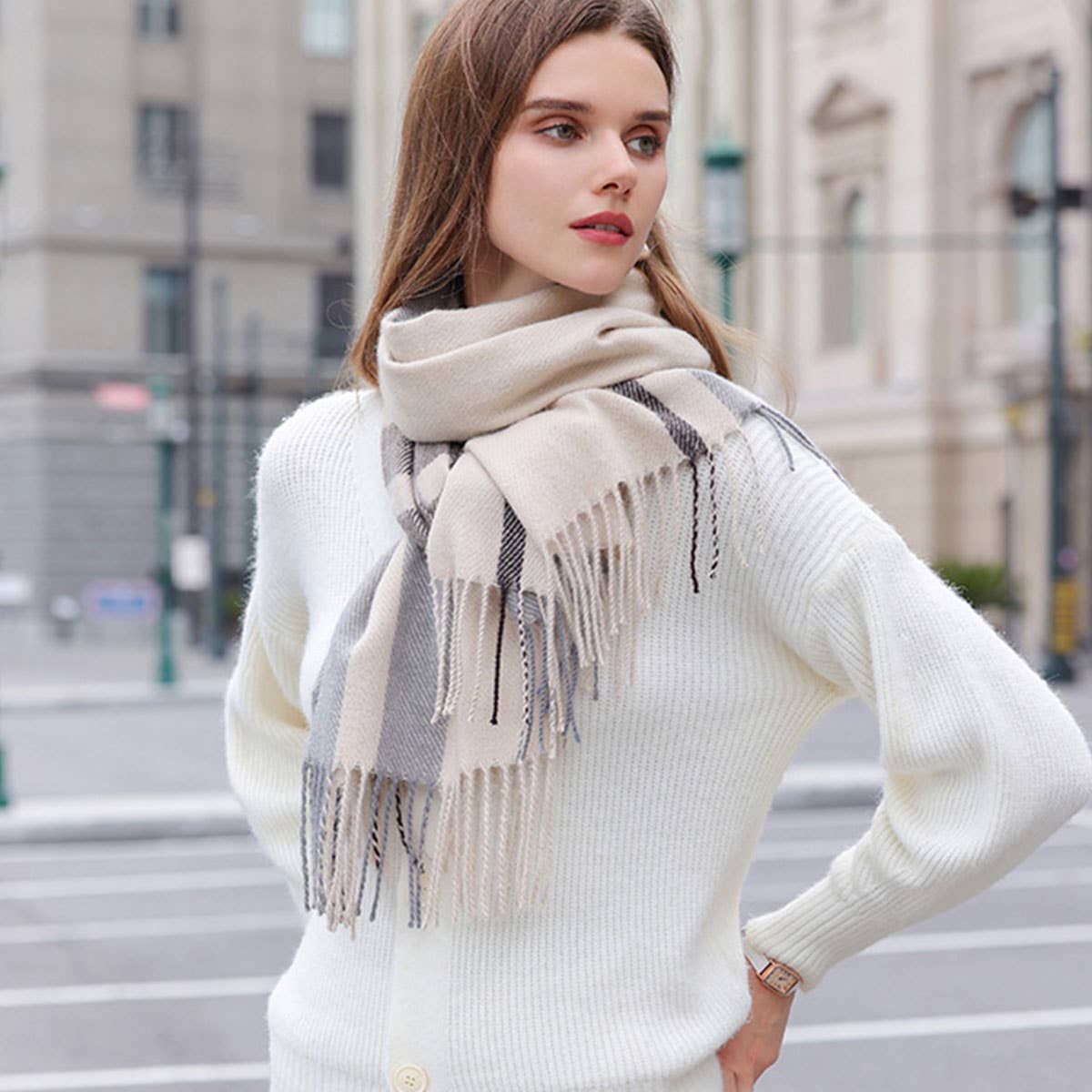 Colorblock Plaid Scarf - Chic Winter Couple Shawl