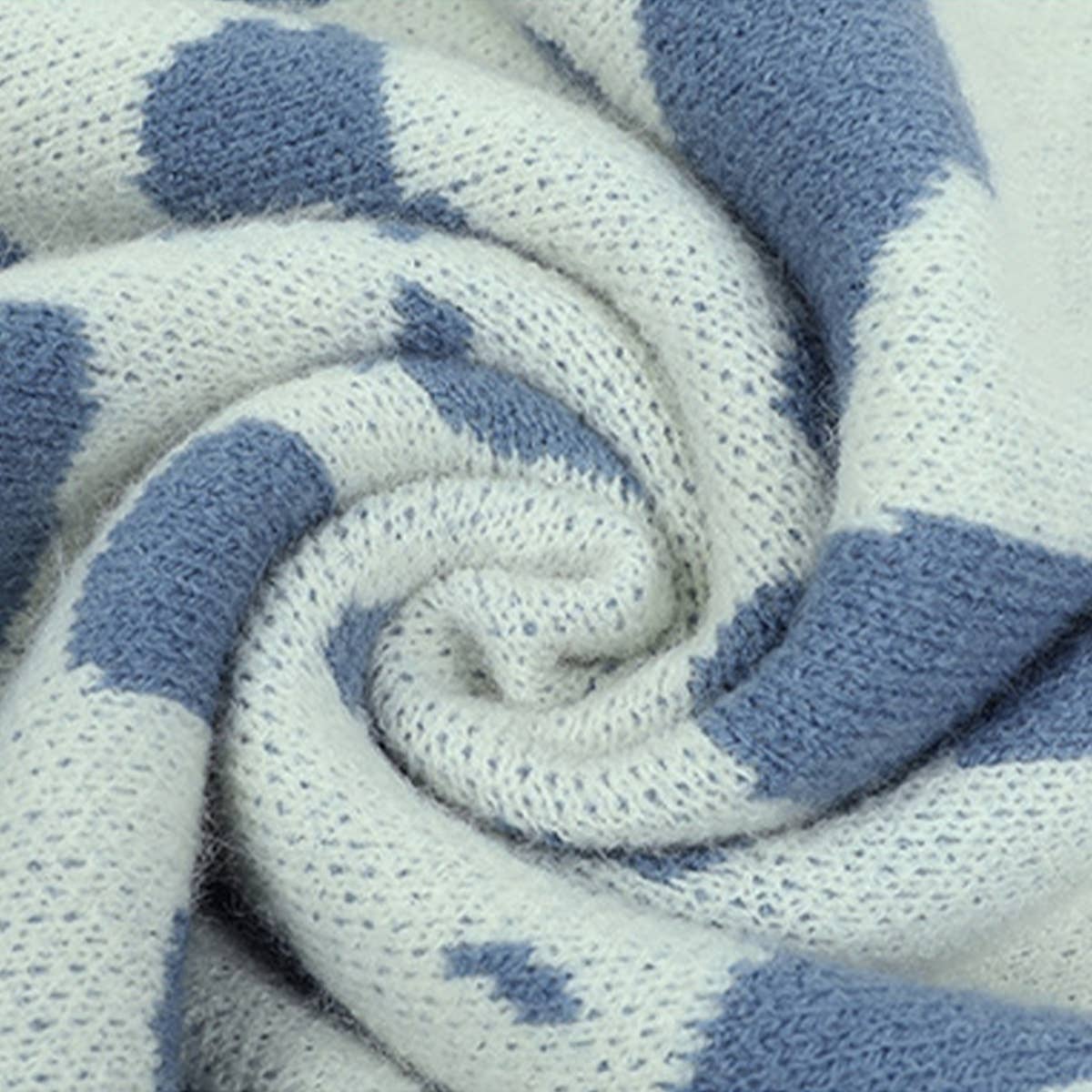 ROUND NECK COLOR CONTRAST PANDA PATTERN SWEATER