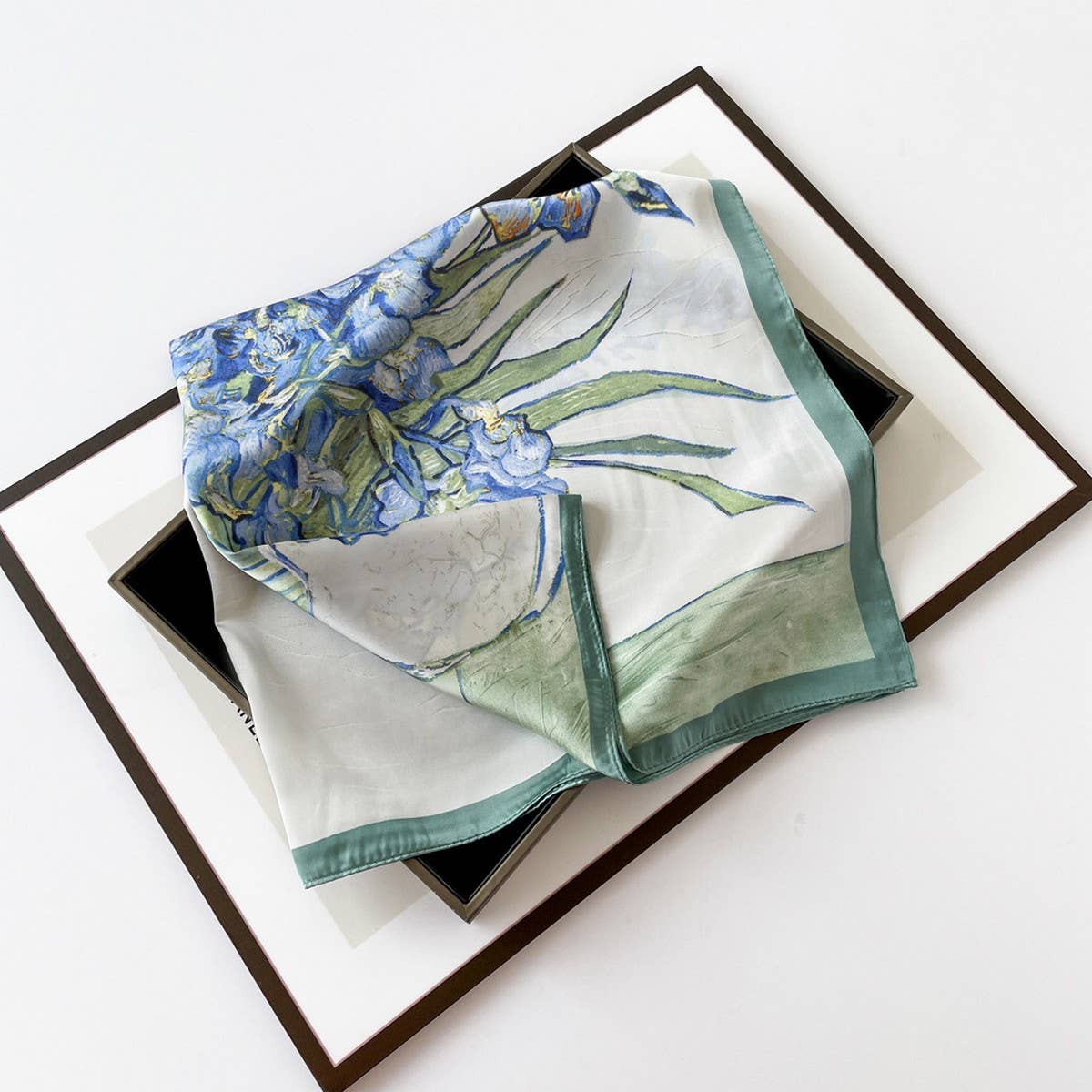 Letter Print Satin Square Scarf for Women