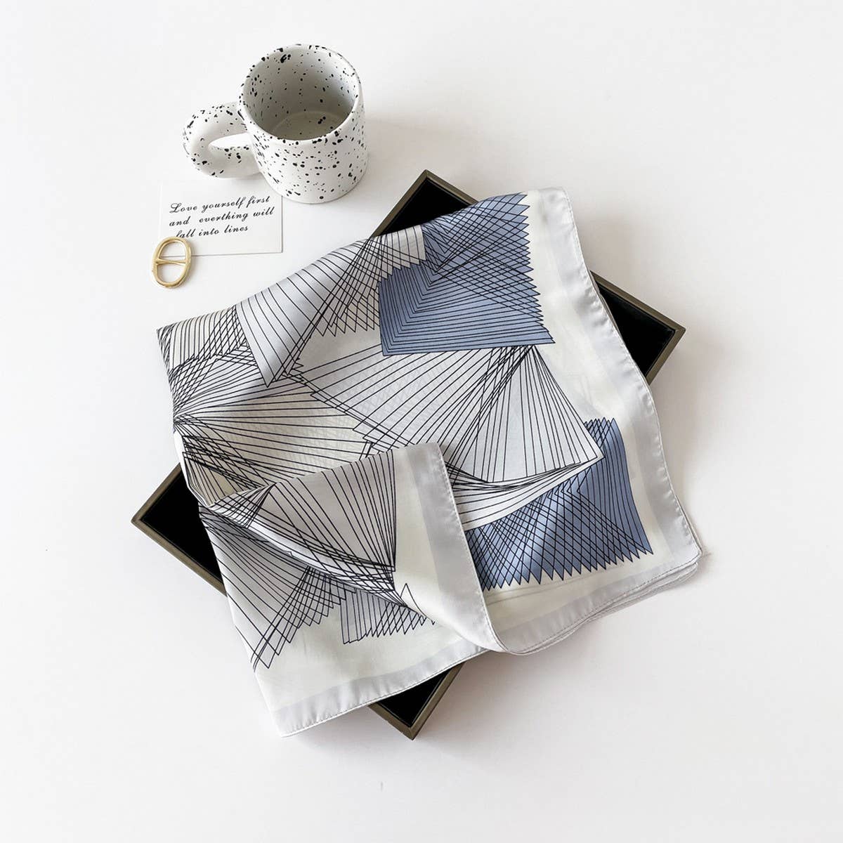 Elegant Polka Dot Satin Silk Scarf