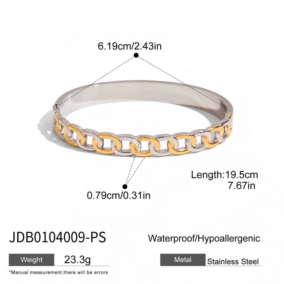 Classic Two-Tone Double Ring Bangle, 18K Gold
