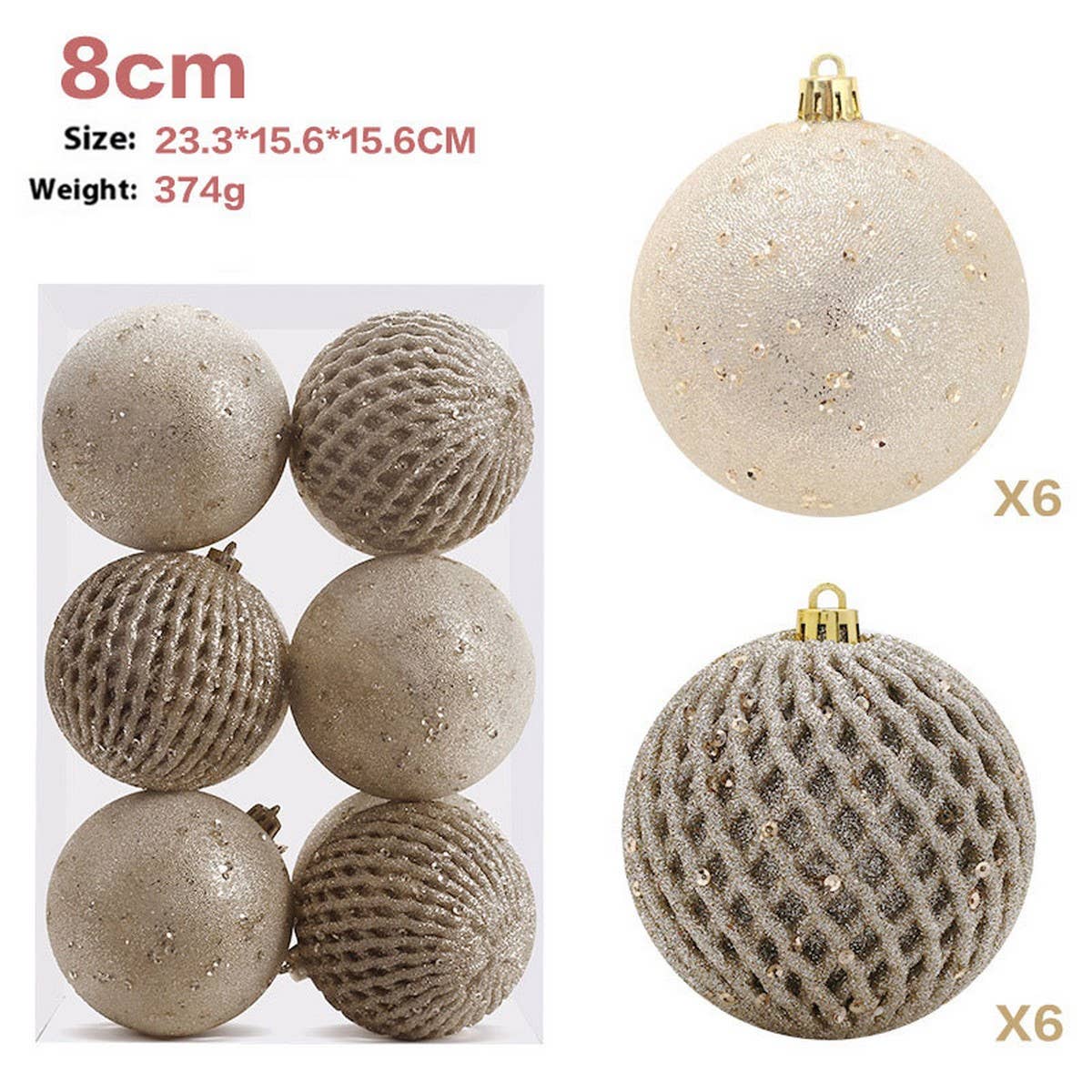 8CM 12PCS Glitter Xmas Ball Ornament Set_CWMM9871