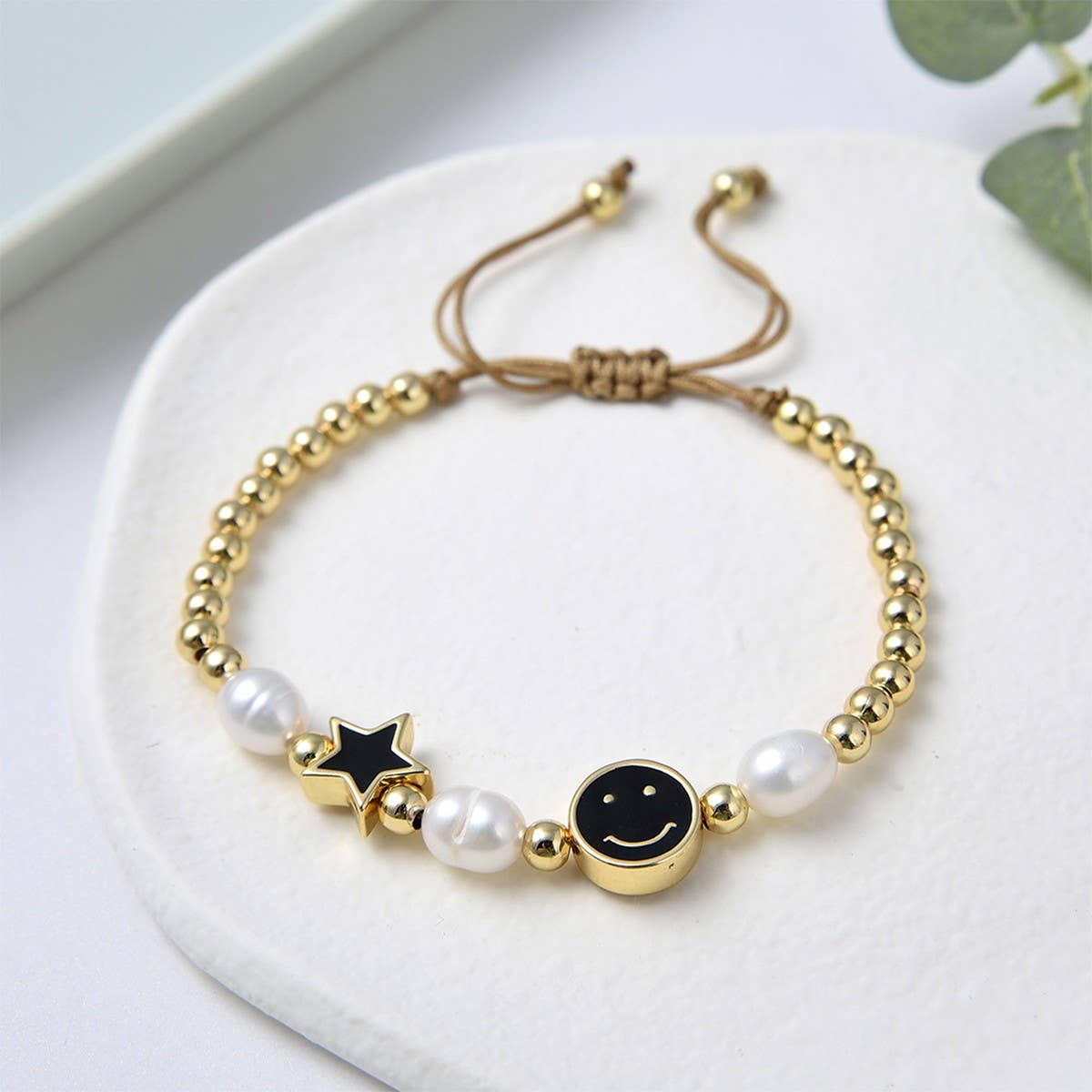 CWAJE4562_COLORFUL FIVE-POINTED STAR SMILEY FACE BRACELET
