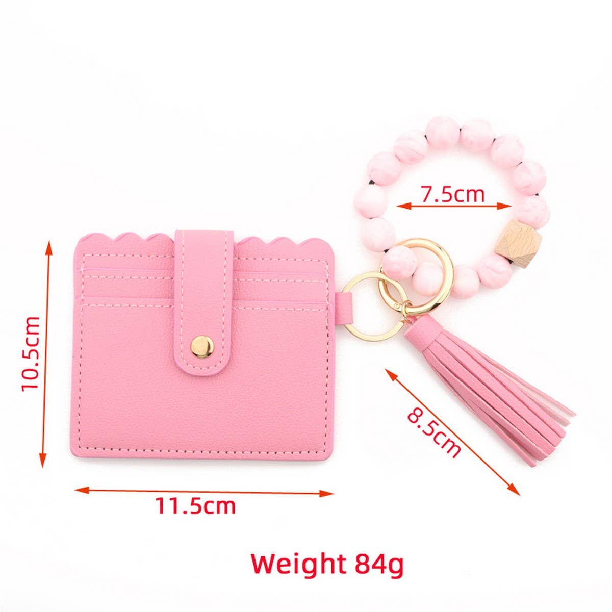 SILICONE BEAD BRACELET CARD BAG TASSEL KEYCHAIN