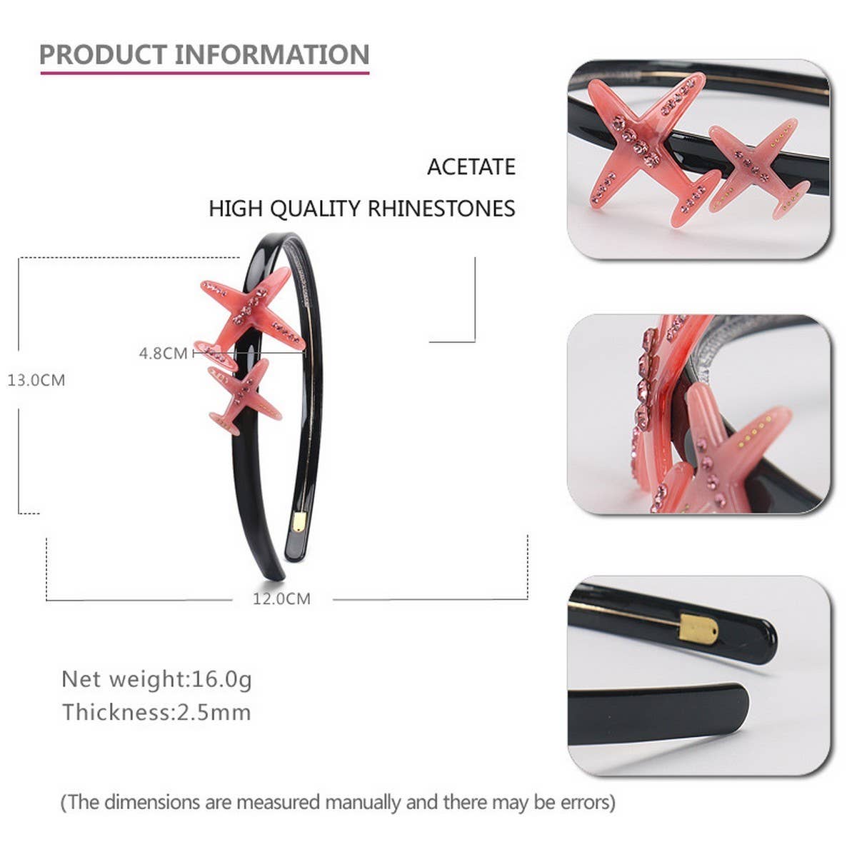 CUTE AIRPLANE DESIGN HEADBAND WITH DIAMONDS