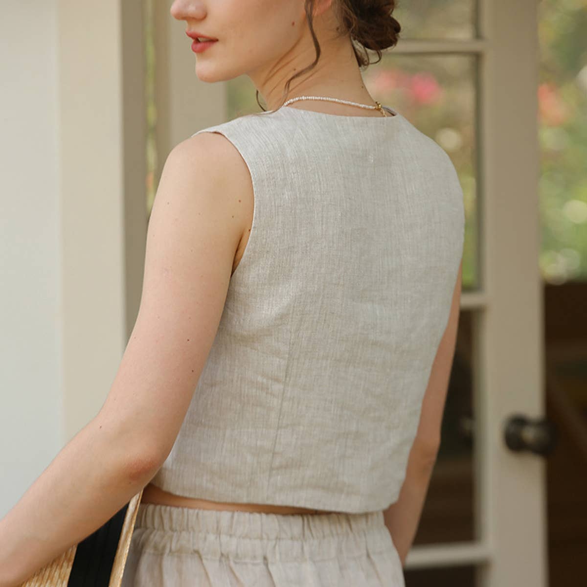 LINEN VEST TOP CARDIGAN