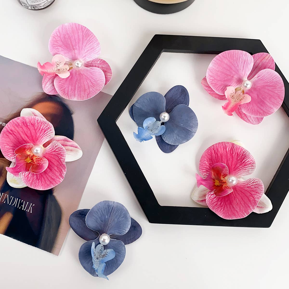 Sweet and realistic butterfly orchid hair clips